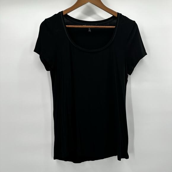 WHBM Tee Shirt Top Womens Medium Black Basic Capsule Soft Staple Career - Picture 1 of 10